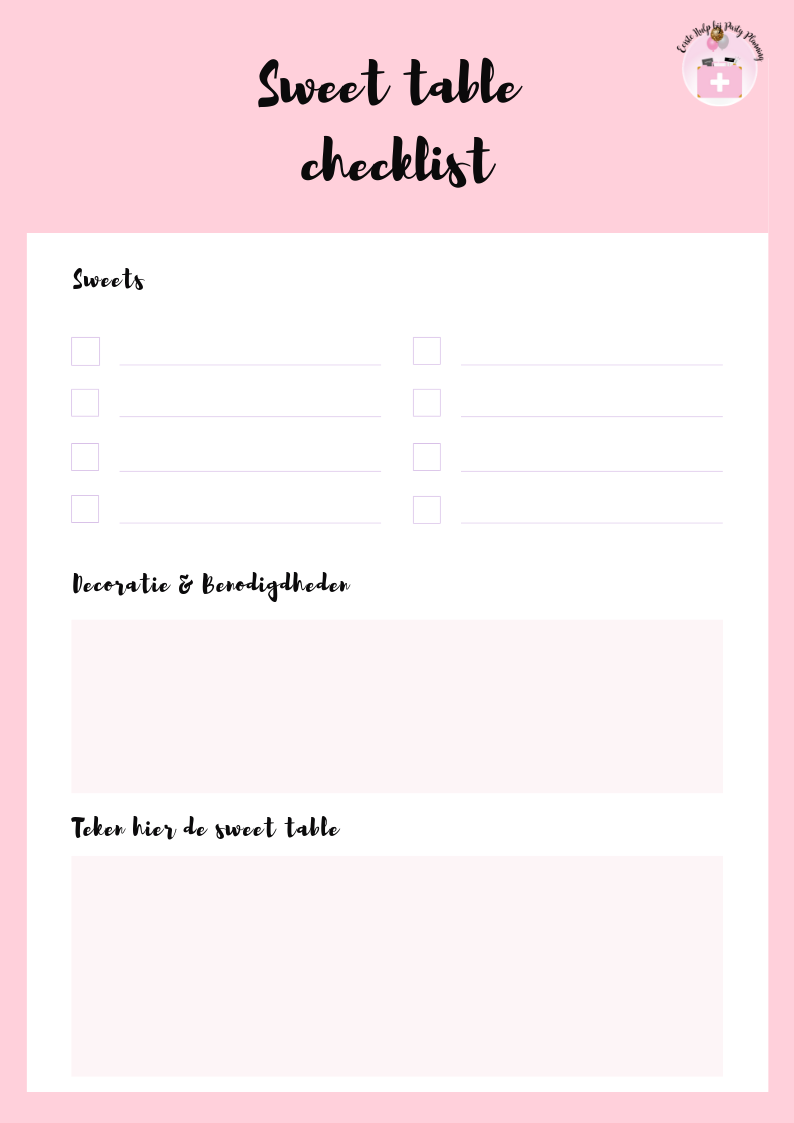 Sweet table checklist png